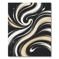 Creamy White Swirling Lines on Black Rug