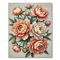Elegant Peach and Cream Peony Bouquet Rug