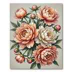 Elegant Peach and Cream Peony Bouquet Rug