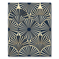 Art Deco Fan Navy Gold Geometric Rug
