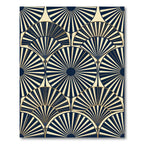 Art Deco Fan Navy Gold Geometric Rug