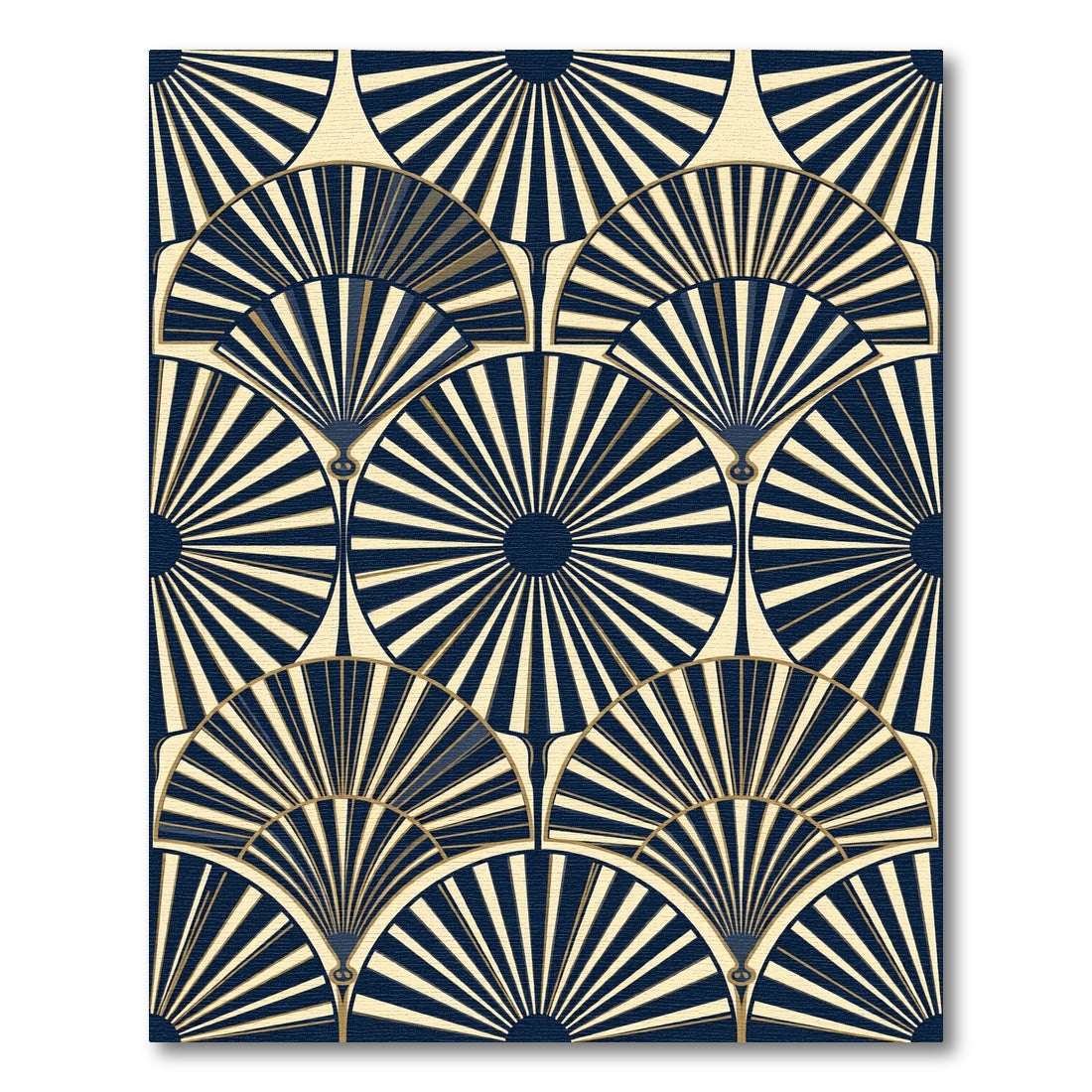 Art Deco Fan Navy Gold Geometric Rug