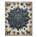 Celestial Blue Starry Ancient Totem Rug