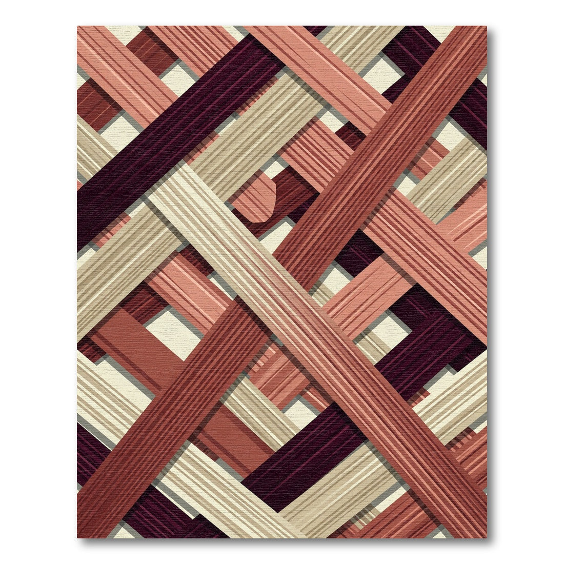 Woven Plum Peach Stripe Arrangement Rug