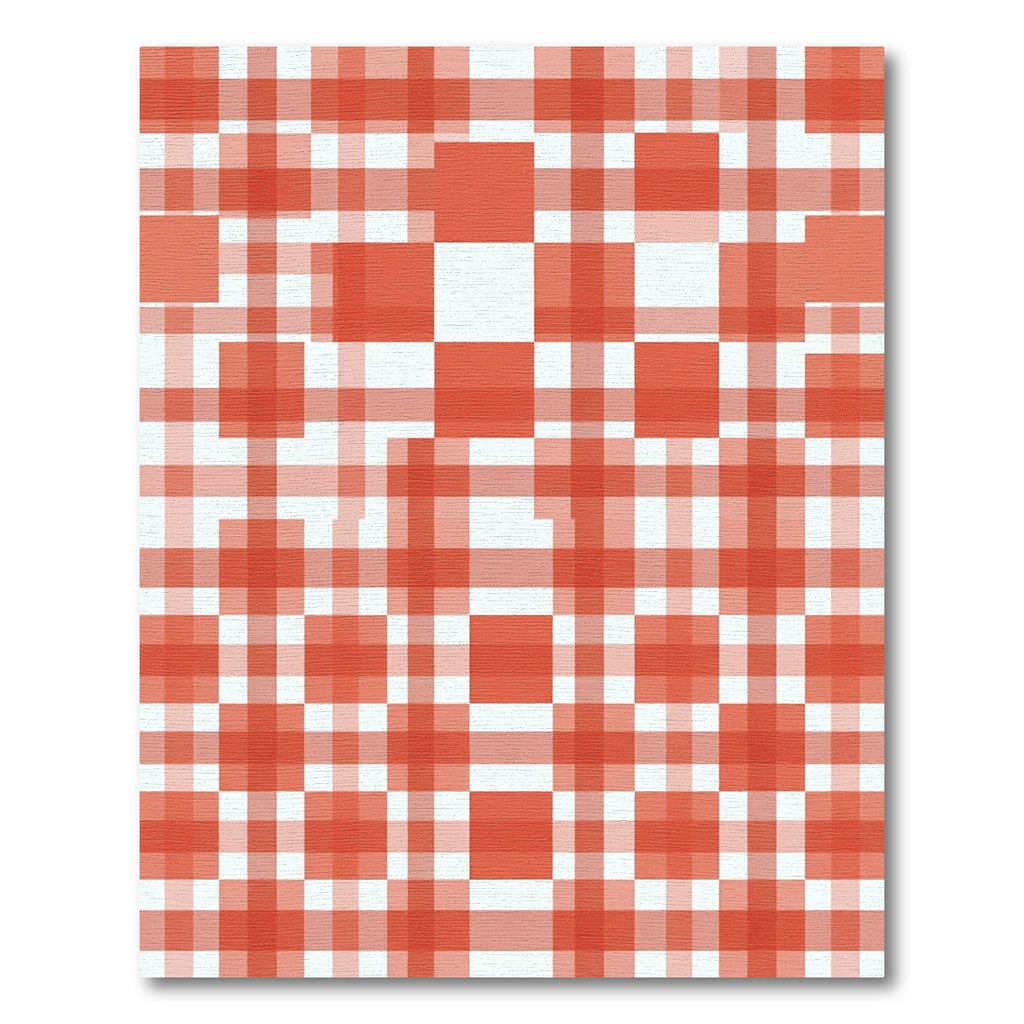 Terracotta Red Gingham Checkered Grid Rug