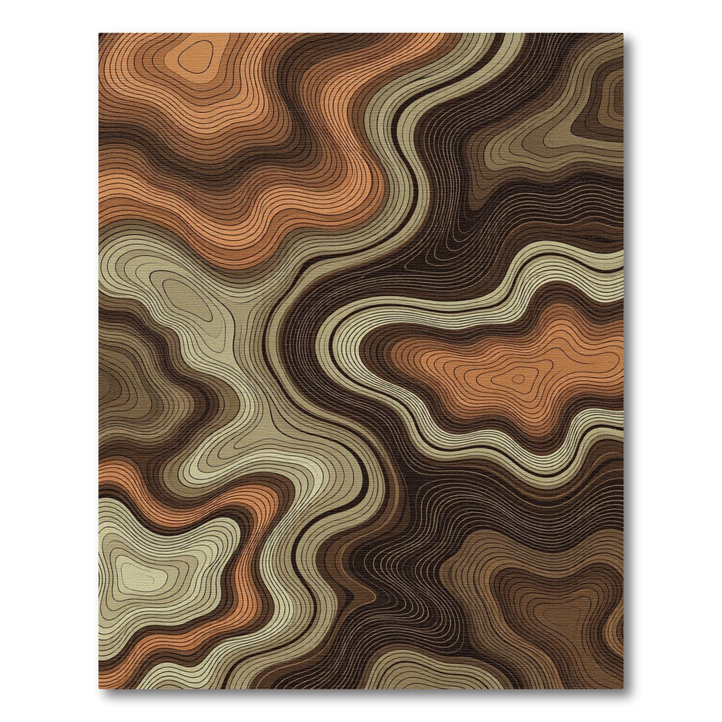 Abstract Earthy Topographic Contour Lines Rug