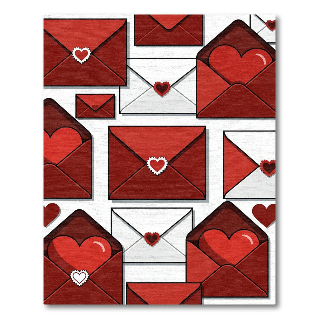 Romantic Crimson Envelope and Heart Hearts Rug