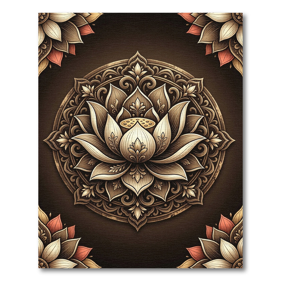 Golden Lotus Medallion Earthy Bronze Rug