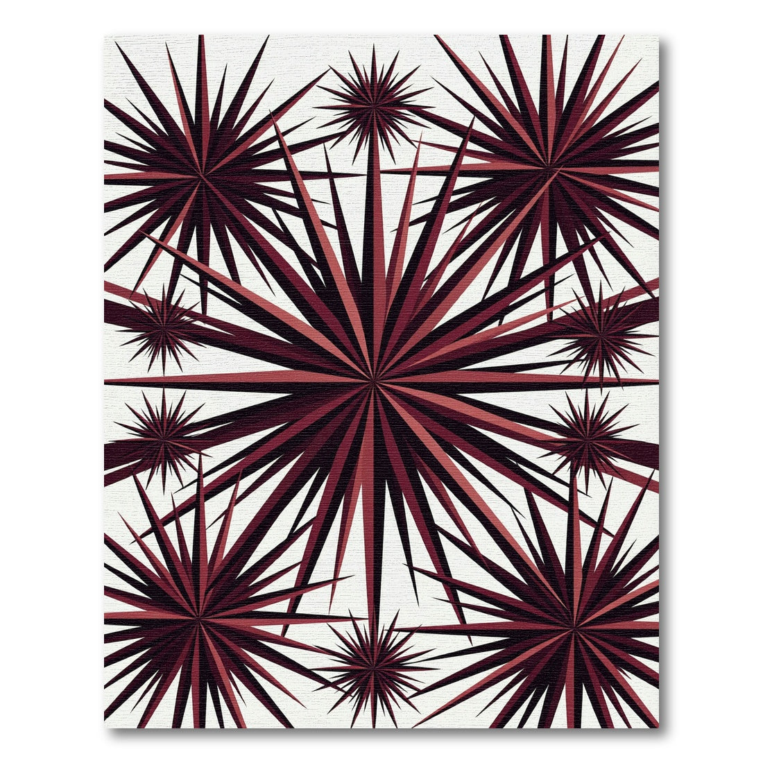Dark Crimson Geometric Sunburst Art Rug