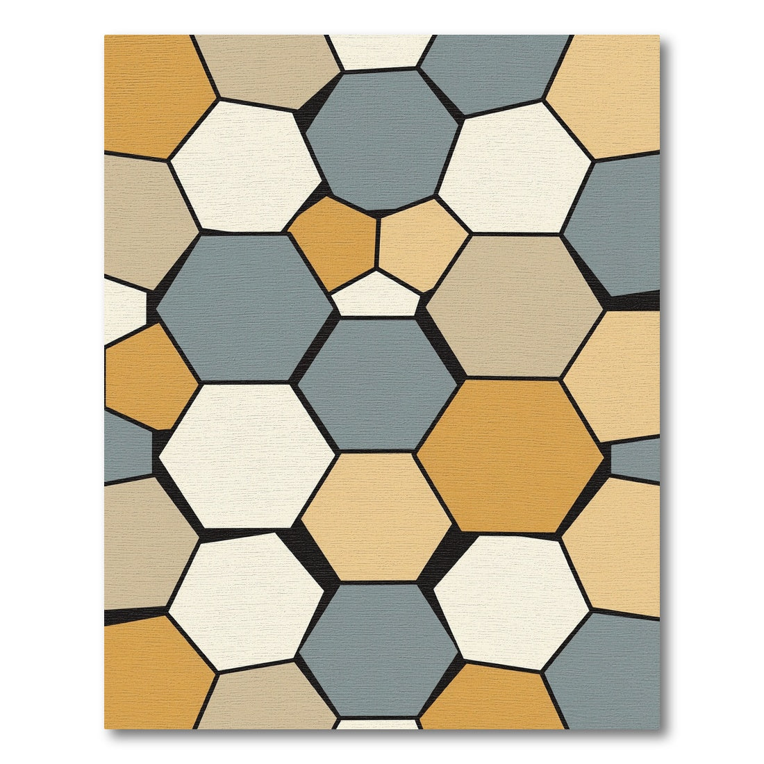 Earthy Geometric Hexagon Mosaic Rug