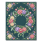 Pastel Rose Floral Ribbon Medallion Rug