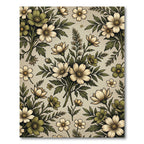 Vintage Sage Cream Floral Botanical Meadow Rug