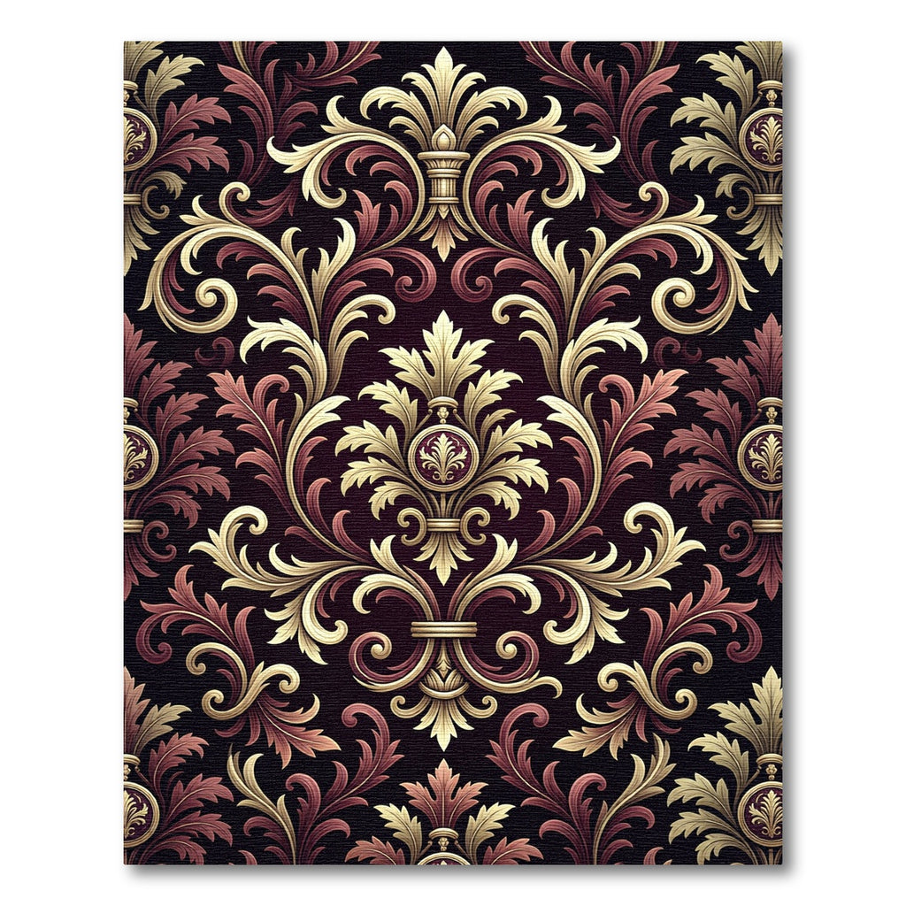 Regal Burgundy Gold Acanthus Swirls Rug