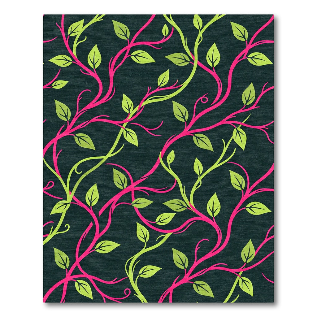 Vibrant Magenta and Lime Vine Foliage Rug