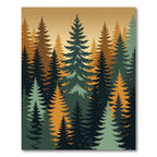 Earthy Forest Pine Silhouette Landscape Rug
