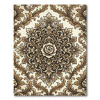 Elegant Gold Rose Scroll Damask Rug