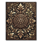 Elegant Bronze Filigree Medallion Scroll Rug