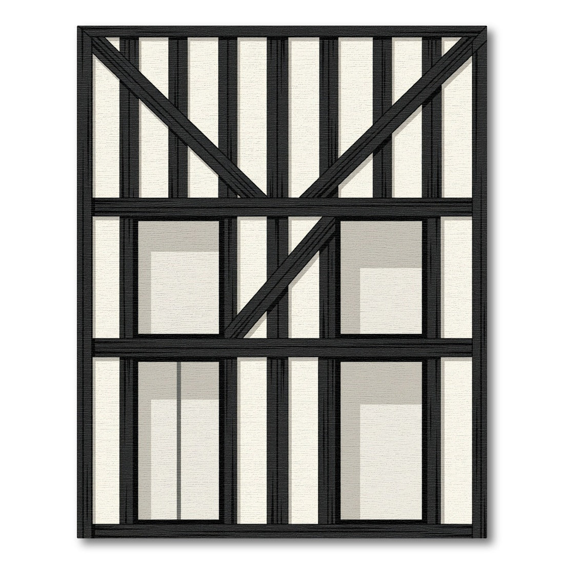 Black White Timber Frame Rug
