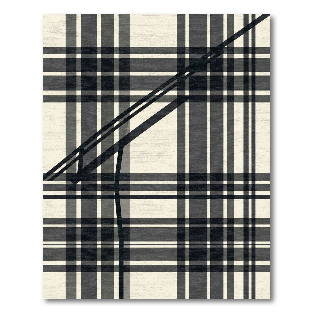 Modern Minimalist Black and White Plaid Rug