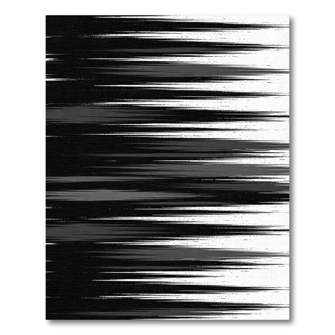 Minimalist Black and White Streaked Motion Rug