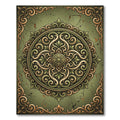 Antique Olive Ornate Filigree Medallion Rug
