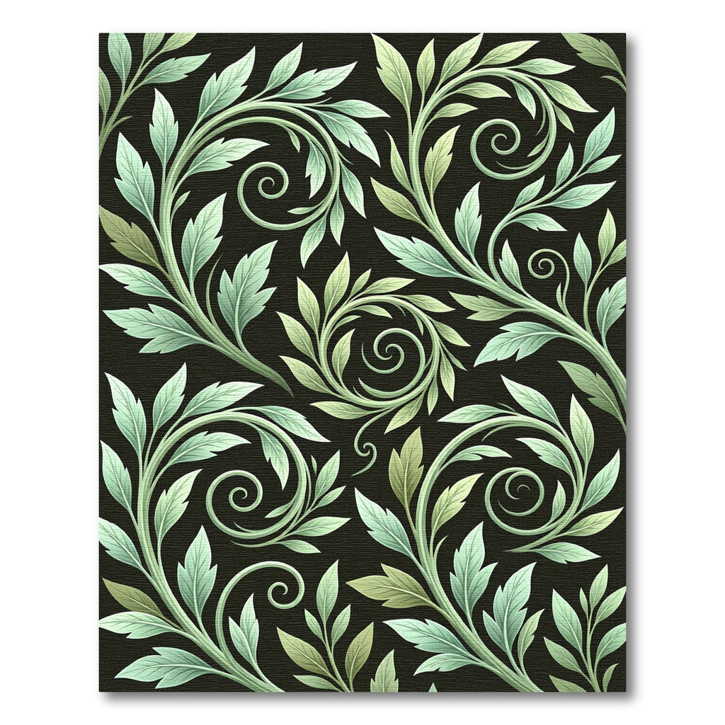 Ethereal Sage Green Scrolling Foliage Rug