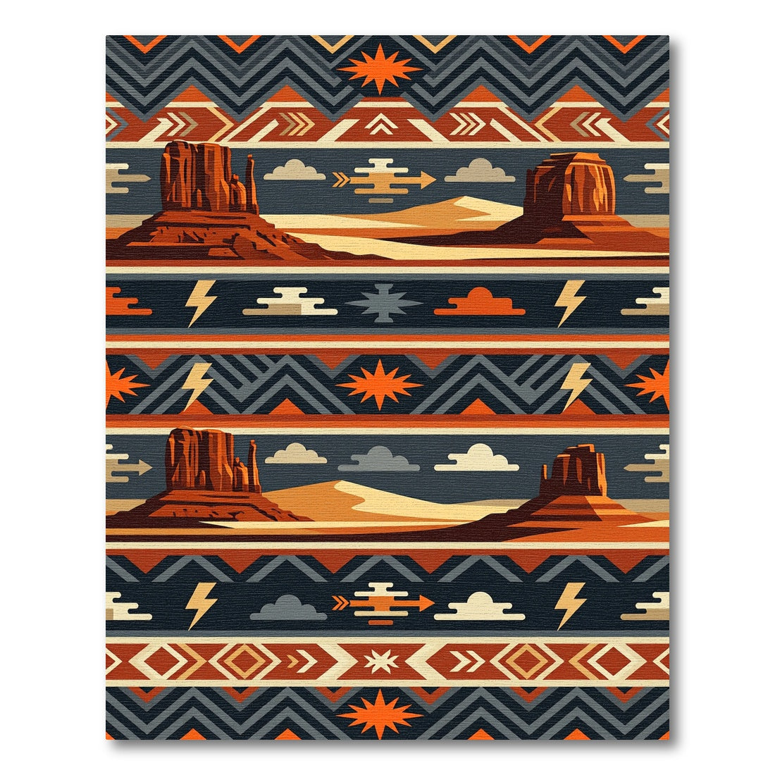 Earthy Southwest Mesa Sunset Geometric Rug