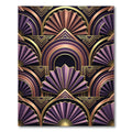 Art Deco Purple Gold Fan Arch Rug