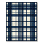 Navy And Cream Plaid Crossing Lines Rug