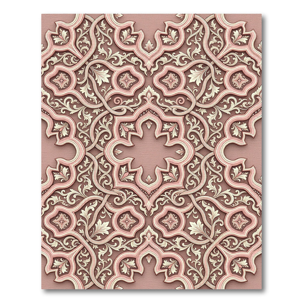 Ornate Rose Gold Arabesque Floral Rug