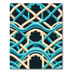 Teal and Cream Intertwined Arch Rug