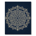 Golden Mandala Navy Circular Medallion Rug