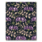 Elegant Purple Honeysuckle Dark Botanical Vine Rug