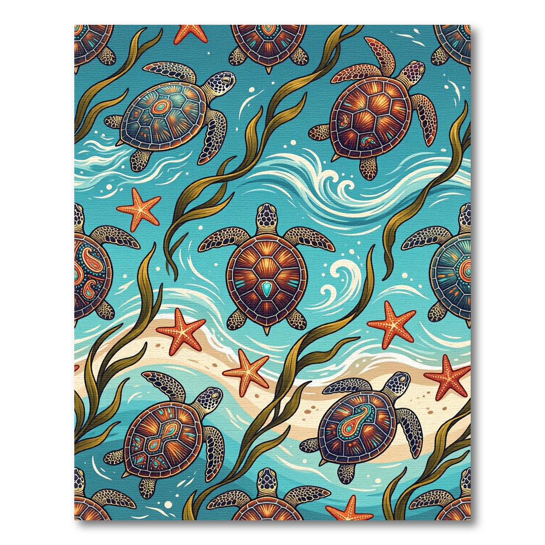 Tropical Sea Turtle Coral Reef Ocean Rug
