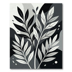 Monochromatic Botanical Abstract Leaf Art Rug
