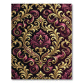 Royal Burgundy Gold Damask Scroll Rug