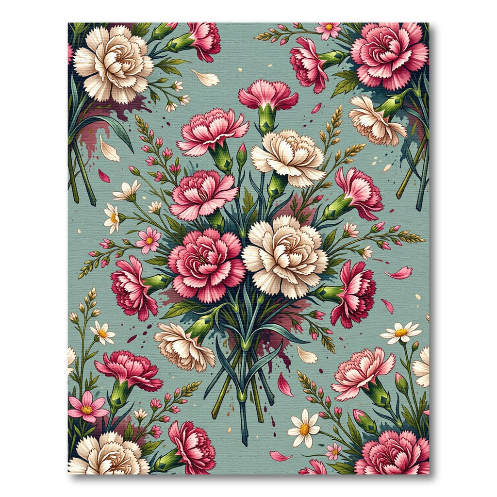 Soft Pink and Cream Carnation Bouquet Rug