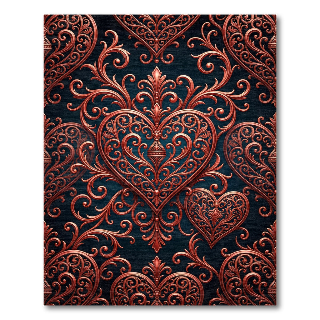 Ornate Copper Heart Swirls Rug