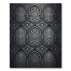Ornate Black Silver Arch Medallion Rug