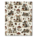 Whimsical Forest Mouse and Acorn Illustration Rug