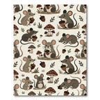 Whimsical Forest Mouse and Acorn Illustration Rug