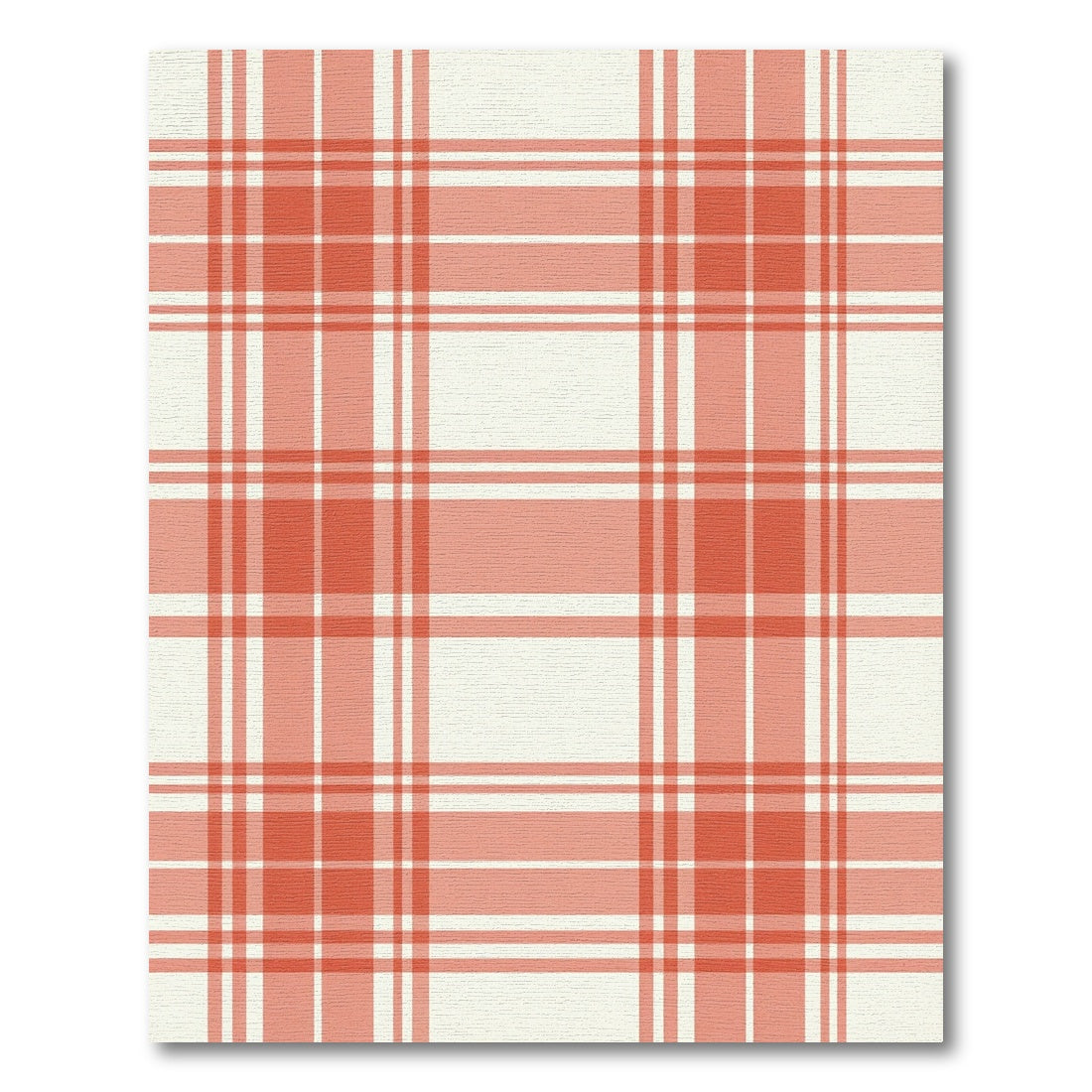 Coral Red White Tartan Plaid Rug