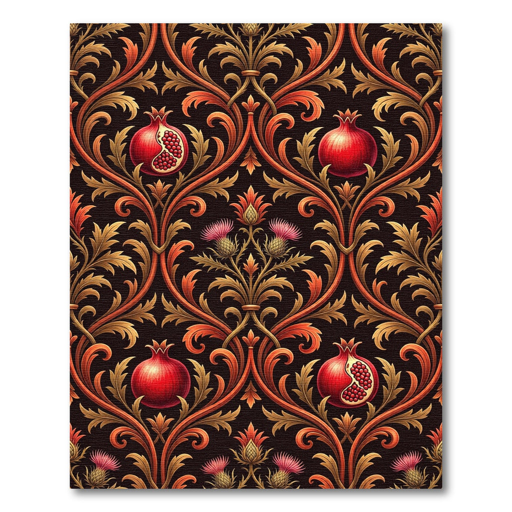 Ornate Crimson Pomegranate Floral Rug