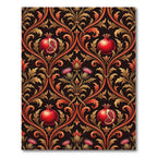 Ornate Crimson Pomegranate Floral Rug