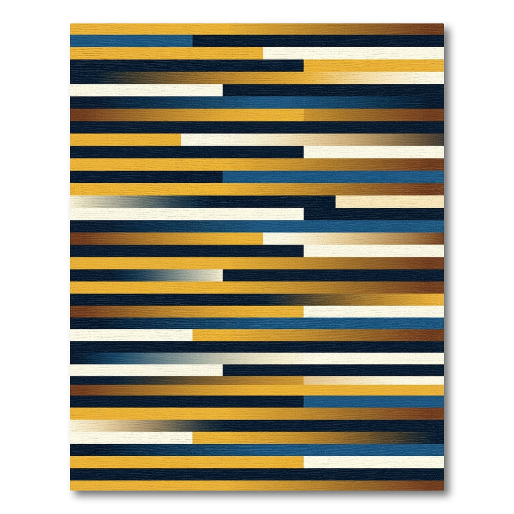 Modern Golden Navy Linear Gradient Stripe Rug