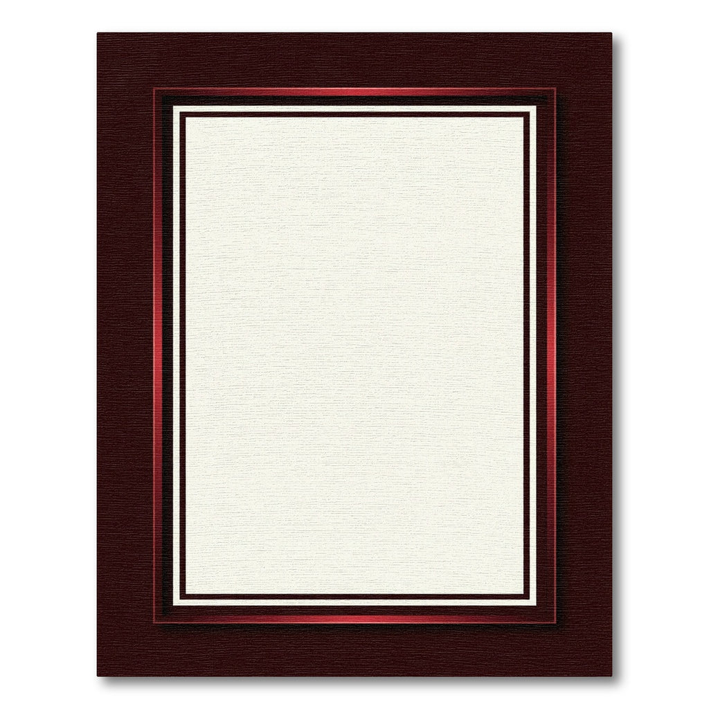 Dark Red Ivory Layered Border Rug
