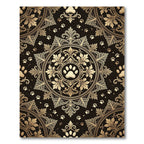 Ornate Gold Paw Damask Medallion Rug