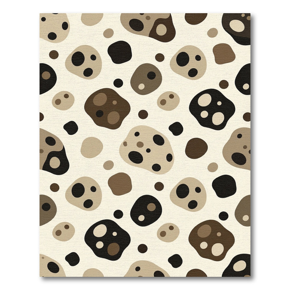 Brown Black Pebble Abstract Shapes Rug