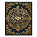 Golden Lotus Floral Medallion Black Backdrop Rug