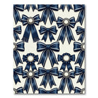 Navy Ribbon Bows and Rosette Medallions Rug